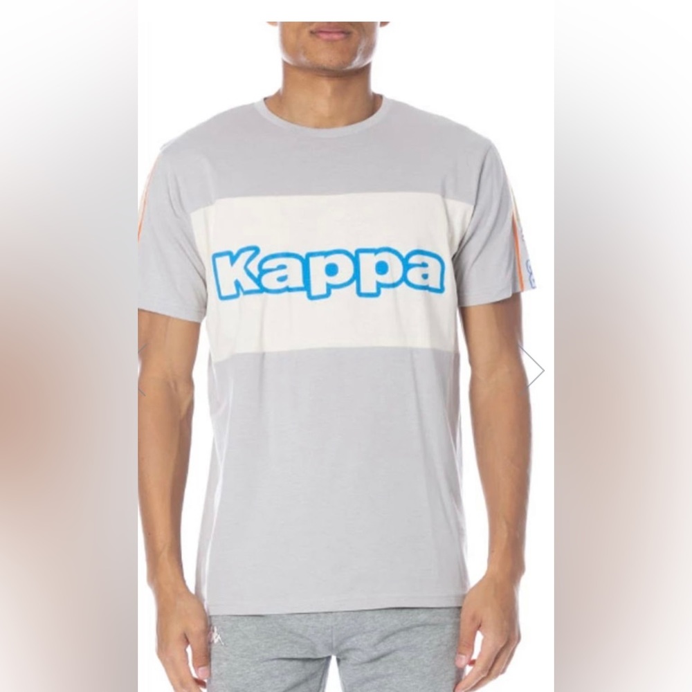 NEW KAPPA men's logo camius t-shirt in grey size large